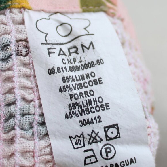 Farm Rio Pink Samba Dos Coqueiros Printed Linen Crop Top Size Medium NWT - Picture 8 of 12